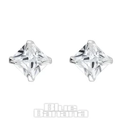Blue Banana Sterling Silver 3mm Square Crystal Threadless Labrets (2 Pack)