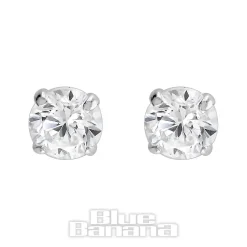Blue Banana Sterling Silver 2mm Round Crystal Threadless Labrets (2 Pack)