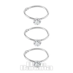 Blue Banana Sterling Silver 3mm Crystal Nose Rings (3 Pack)