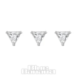 Blue Banana Sterling Silver 3mm Triangle Nose Studs (3 Pack)