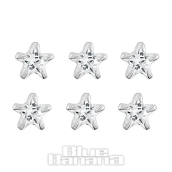 Blue Banana Sterling Silver 2.5mm Crystal Star Nose Studs (6 Pack)