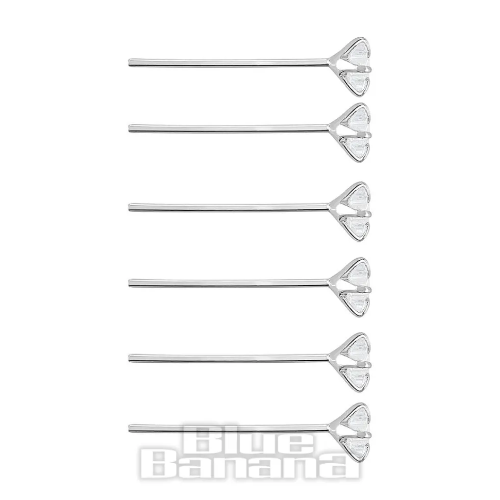 Blue Banana Sterling Silver 2.5mm Aurora Borealis Star Nose Studs (6 Pack)