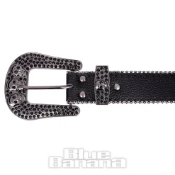 Blue Banana Studded Skull Belt (Black)