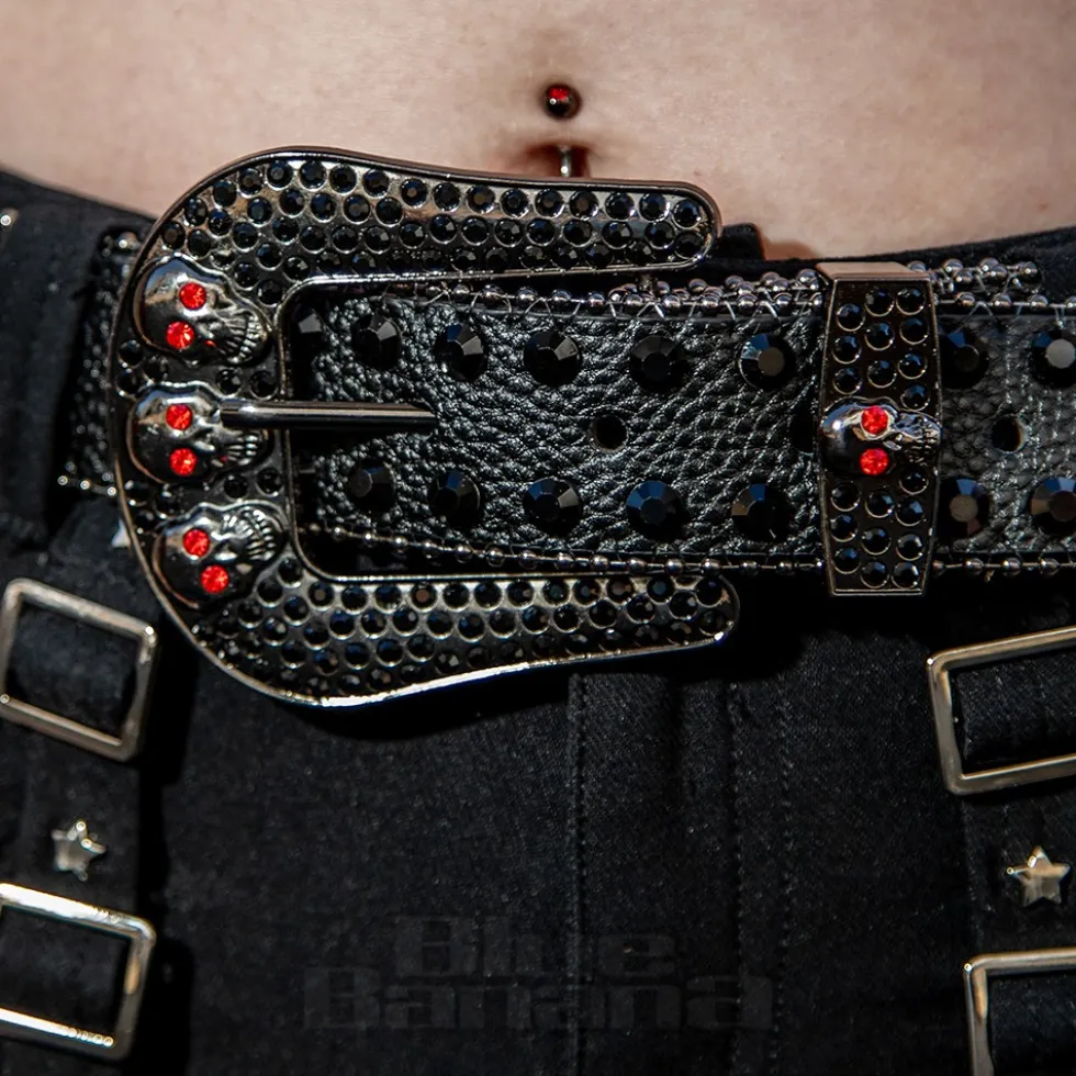 Blue Banana Studded Skull Belt (Red)