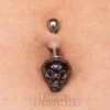 Blue Banana Surgical Steel Crystal Skull Navel Bar (Black)