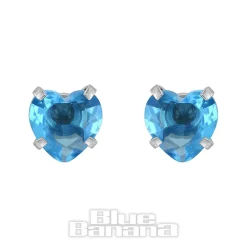 Blue Banana Surgical Steel Cubic Zirconia Heart Stud Earrings (Aqua)