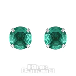Blue Banana Surgical Steel Cubic Zirconia Round Stud Earrings (Zircon)
