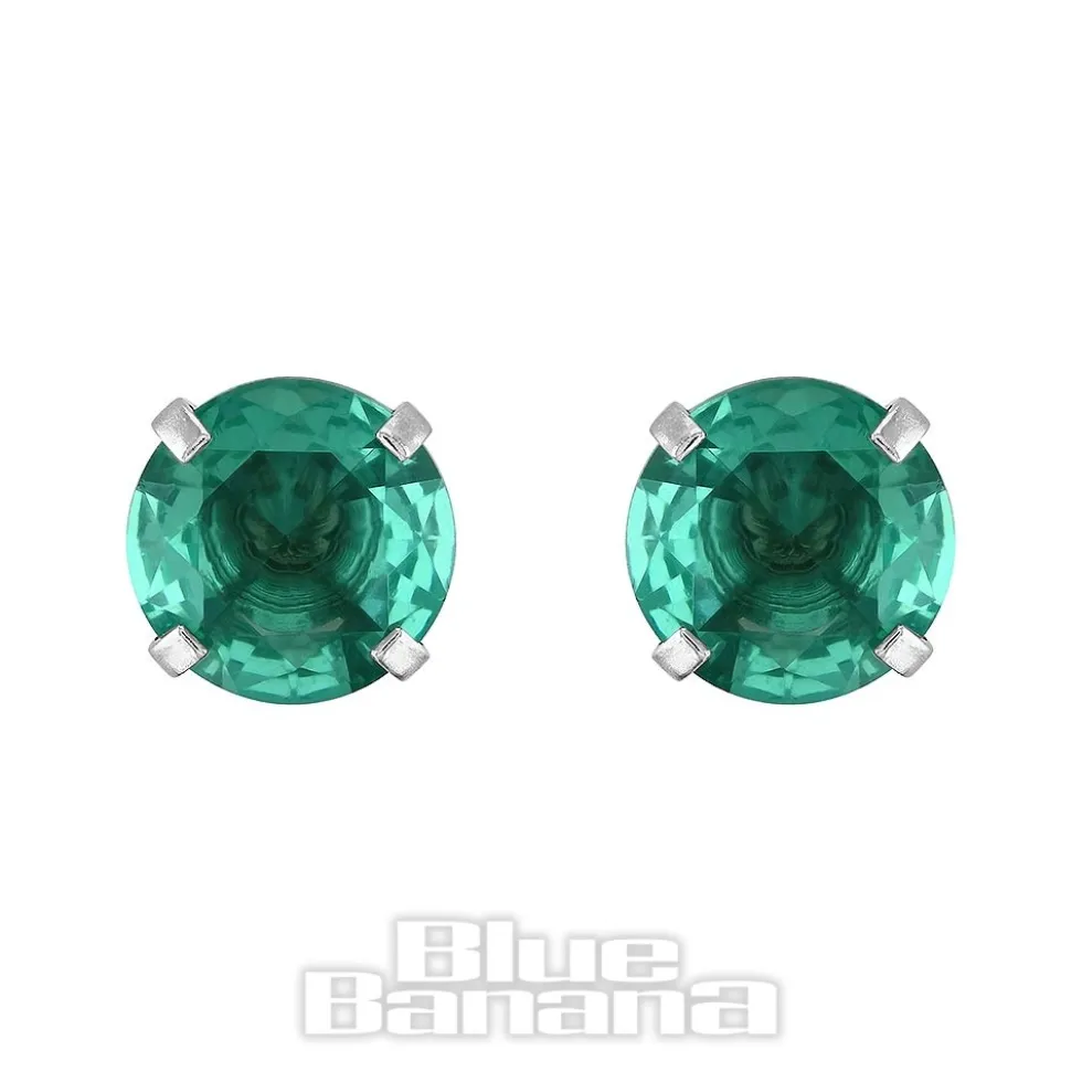 Blue Banana Surgical Steel Cubic Zirconia Round Stud Earrings (Zircon)