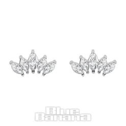 Blue Banana Surgical Steel Cubic Zirconia 5 Ear Studs (Silver)