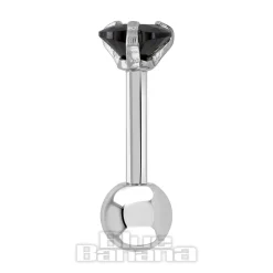 Blue Banana Surgical Steel Heart Jewel 1.2 x 6mm Tragus Bar (Black)