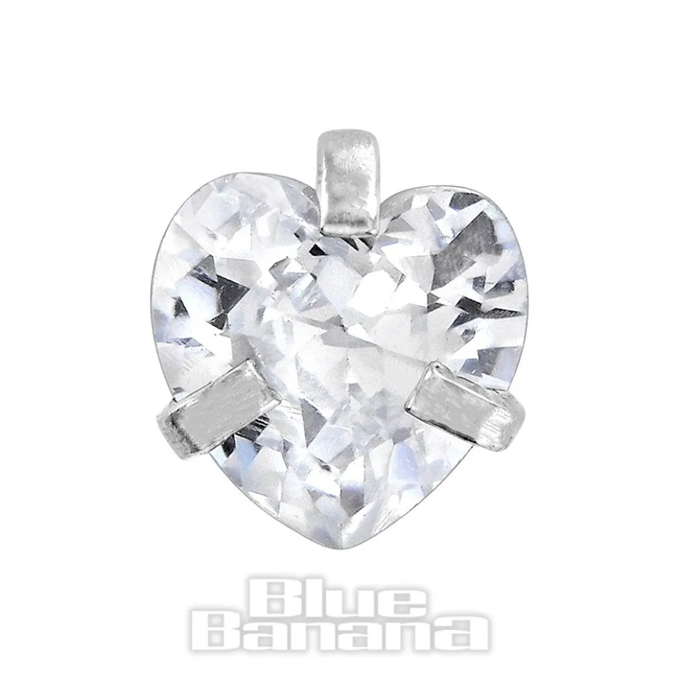 Blue Banana Surgical Steel Heart Jewel 1.2 x 6mm Tragus Bar (Crystal)
