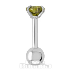 Blue Banana Surgical Steel Heart Jewel 1.2 x 6mm Tragus Bar (Amber)