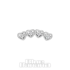 Blue Banana Surgical Steel Heart Cluster Threadless Labret (Silver)