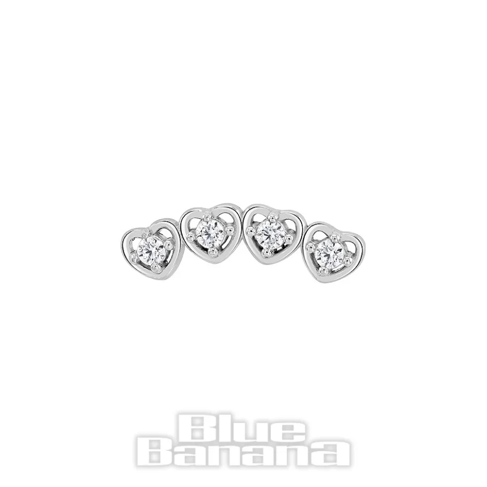 Blue Banana Surgical Steel Heart Cluster Threadless Labret (Silver)