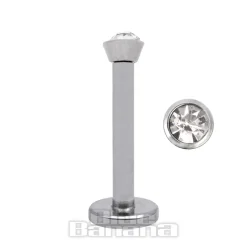 Blue Banana Surgical Steel Internally Threaded Jewelled Labret (Crystal)