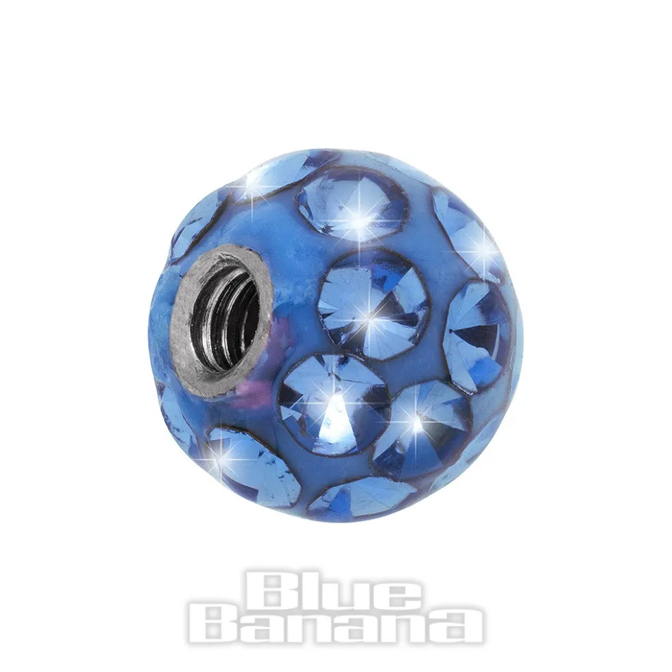 Blue Banana Surgical Steel Jewelled Glitter Ball (Sapphire)