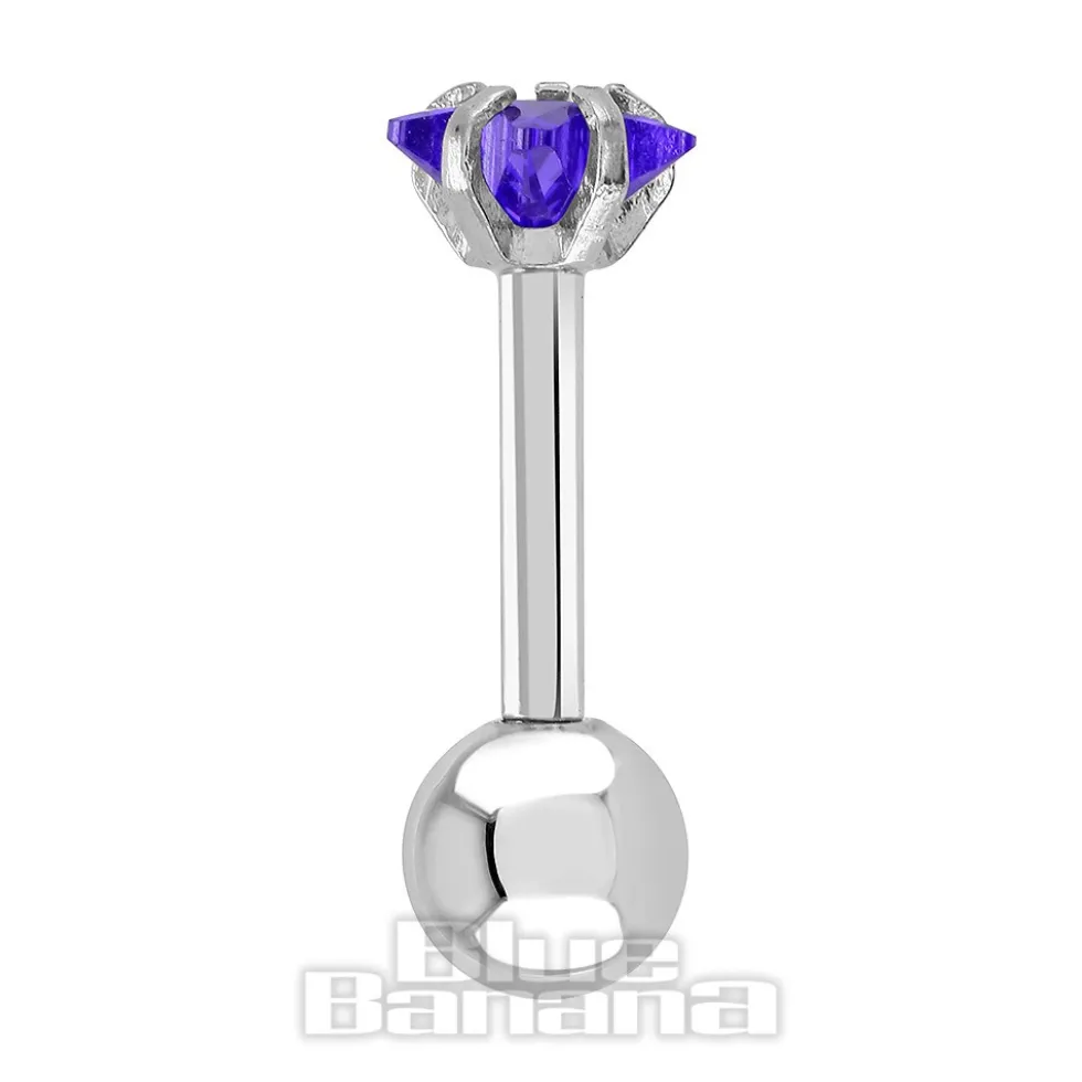 Blue Banana Surgical Steel Jewel Star 1.2 x 6mm Tragus Bar (Amethyst)