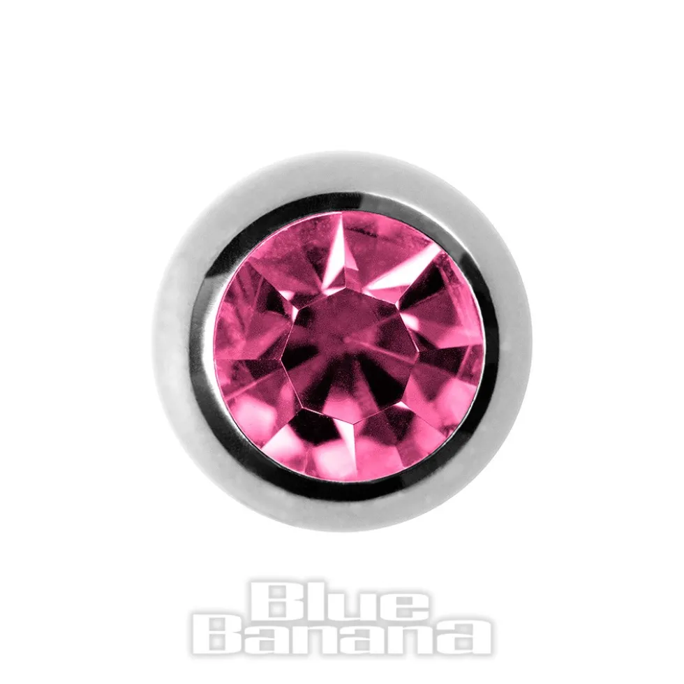 Blue Banana Surgical Steel 6mm Jewelled Ball (Rose Pink)