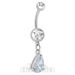 Blue Banana Surgical Steel 1.6mm Drop Jewel Navel Bar (Crystal)