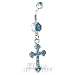 Blue Banana Surgical Steel 1.6mm Cross Navel Bar (Aqua)
