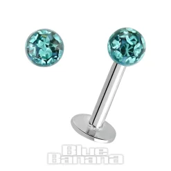 Blue Banana Surgical Steel 1.2mm Glitterball Labret (Zircon)
