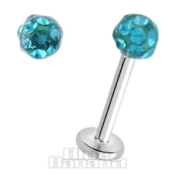 Blue Banana Surgical Steel 1.2mm Glitterball Labret (Zircon)
