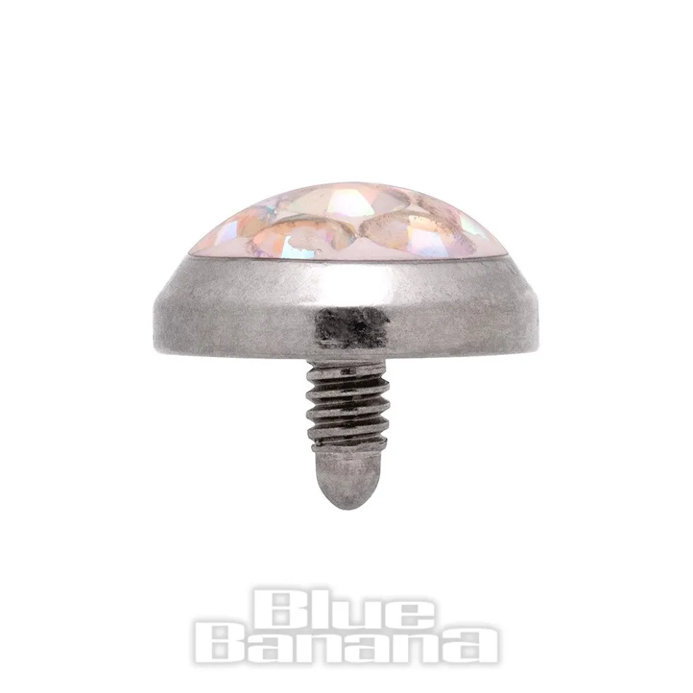 Blue Banana Surgical Steel 5mm Glitter Dermal Top (Aurora Borealis)