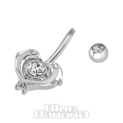 Blue Banana Surgical Steel 1.6mm Dolphin Navel Bar (Crystal)