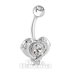 Blue Banana Surgical Steel 1.6mm Dolphin Navel Bar (Crystal)