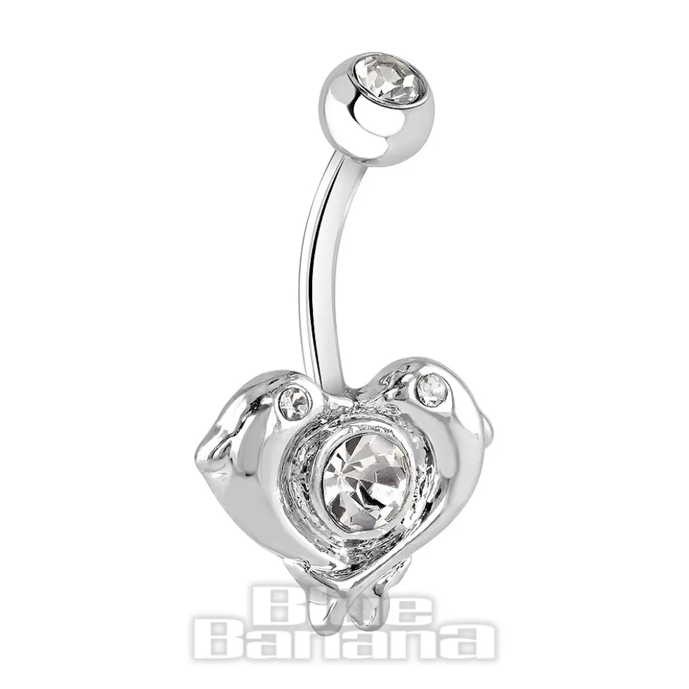 Blue Banana Surgical Steel 1.6mm Dolphin Navel Bar (Crystal)