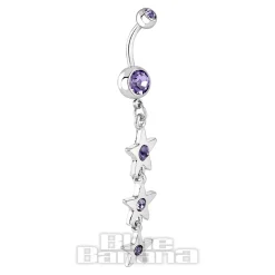 Blue Banana Surgical Steel 1.6mm Stars Drop Navel Bar (Tanzanite)