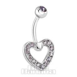 Blue Banana Surgical Steel 1.6mm Heart Navel Bar (Tanzanite)