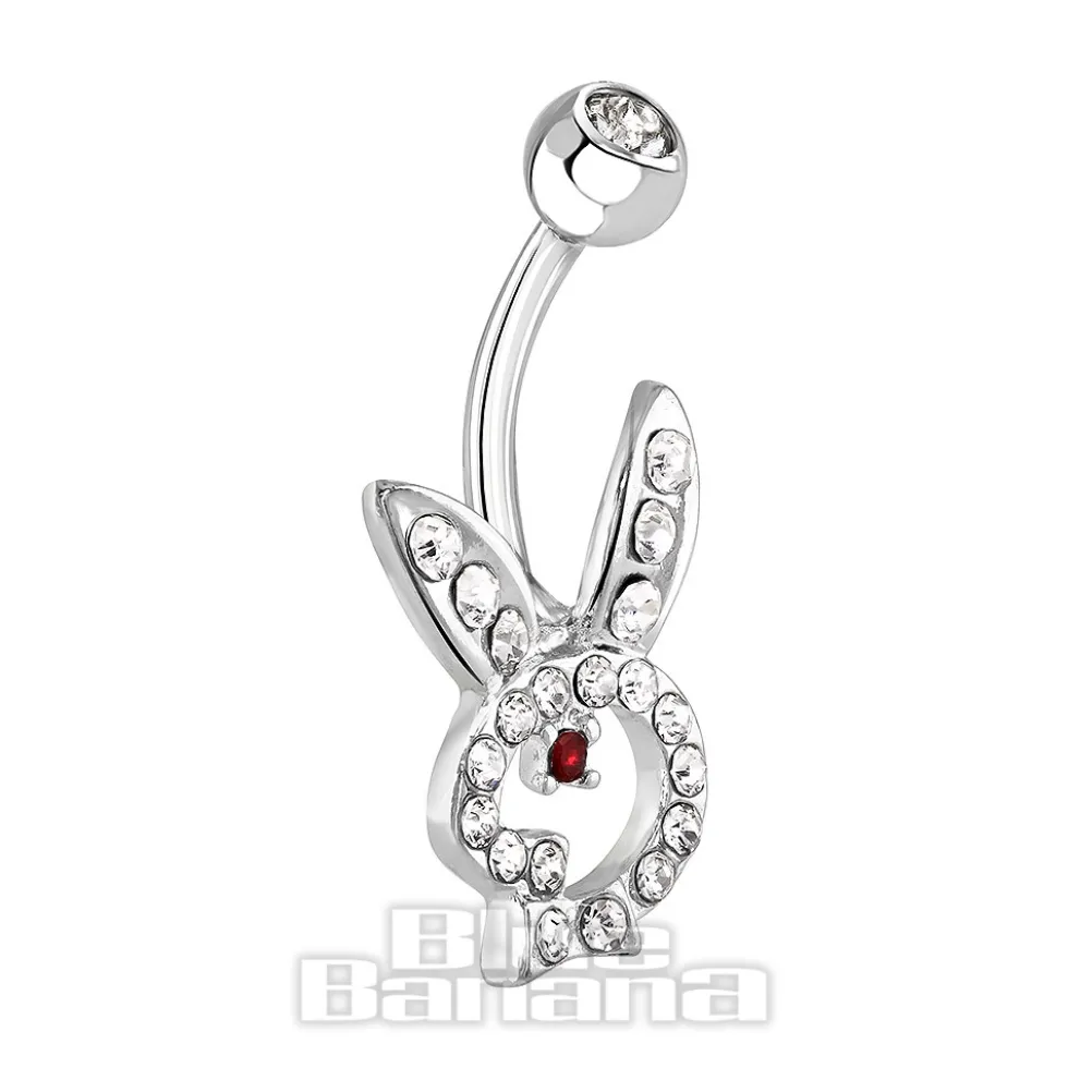 Blue Banana Surgical Steel 1.6mm Rabbit Navel Bar (Crystal)