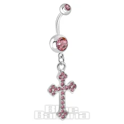 Blue Banana Surgical Steel 1.6mm Cross Navel Bar (Light Rose)