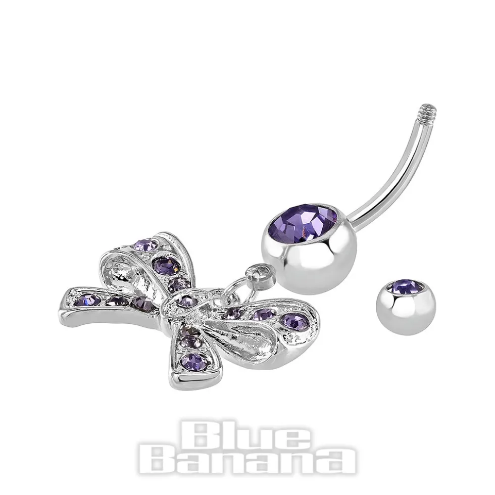 Blue Banana Surgical Steel 1.6mm Bow Navel Bar (Tanzanite)
