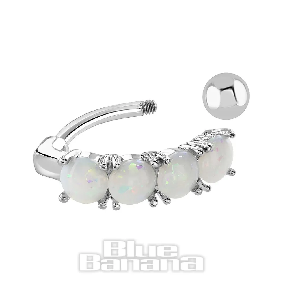 Blue Banana Surgical Steel 1.6mm Multi Opal Navel Bar (White)