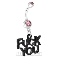 Blue Banana Surgical Steel 1.6mm F**k You Navel Bar (Light Rose)