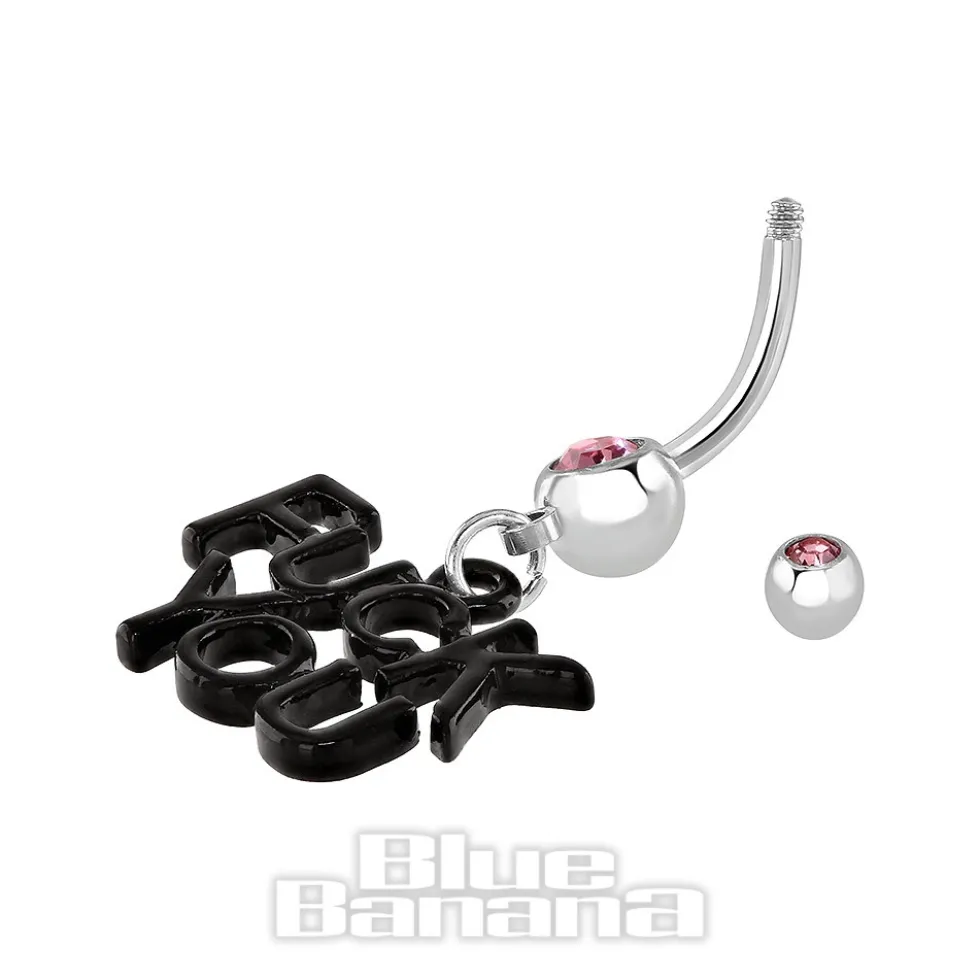 Blue Banana Surgical Steel 1.6mm F**k You Navel Bar (Light Rose)