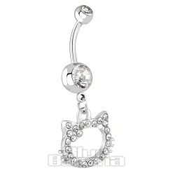 Blue Banana Surgical Steel 1.6mm Cat Navel Bar (Crystal)