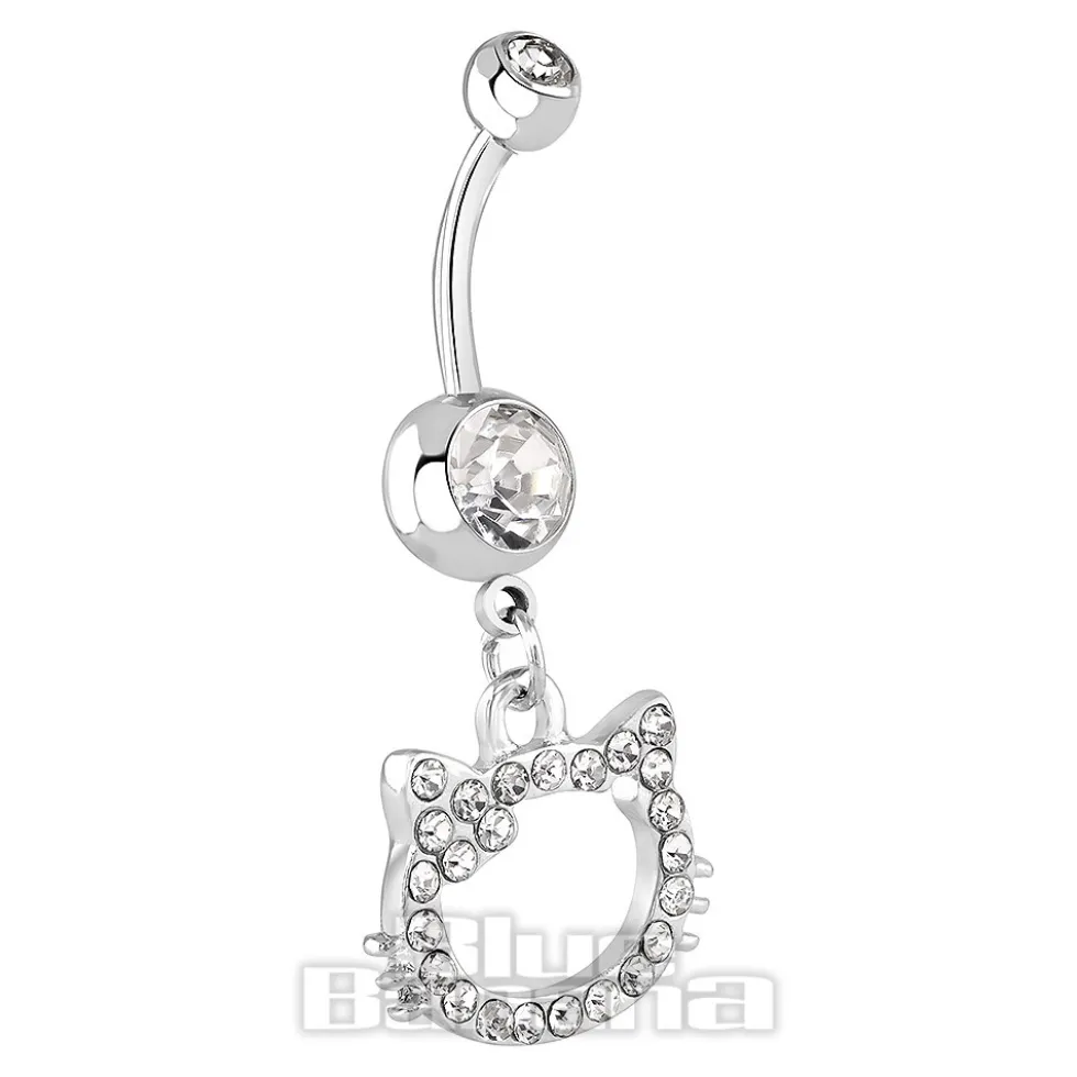 Blue Banana Surgical Steel 1.6mm Cat Navel Bar (Crystal)