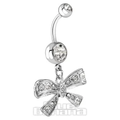 Blue Banana Surgical Steel 1.6mm Bow Navel Bar (Crystal)