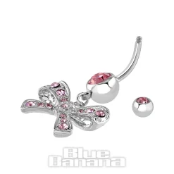 Blue Banana Surgical Steel 1.6mm Bow Navel Bar (Light Rose)