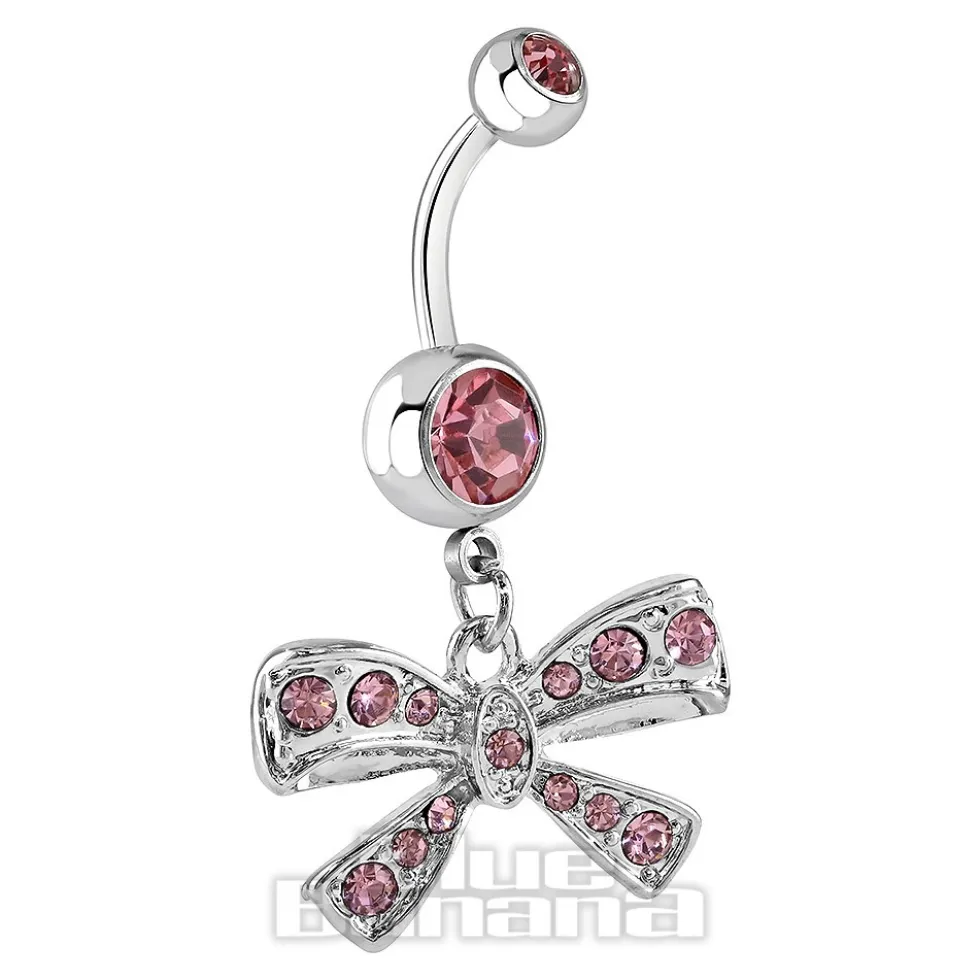 Blue Banana Surgical Steel 1.6mm Bow Navel Bar (Light Rose)