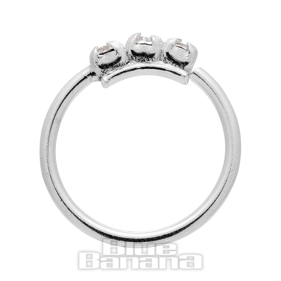 Blue Banana Surgical Steel 8mm 3 Crystals Nose Ring (Clear/Silver)