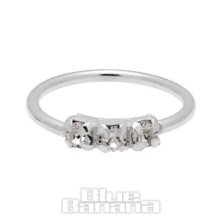 Blue Banana Surgical Steel 8mm 3 Crystals Nose Ring (Clear/Silver)