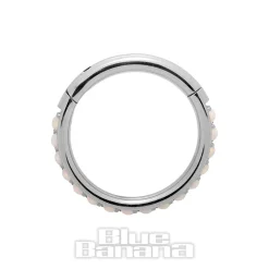 Blue Banana Surgical Steel 1.2mm Hinged Segment Ring (Half Opal)