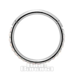 Blue Banana Surgical Steel 1.2mm Hinged Segment Ring (Half Opal)