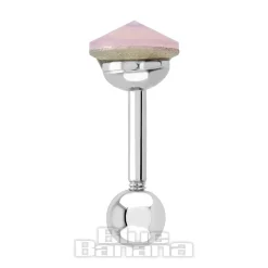 Blue Banana Surgical Steel 1.2mm Opal Crystal Tragus Bar (Pink)