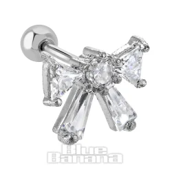 Blue Banana Surgical Steel 1.0mm Bow Tragus Stud (Silver)