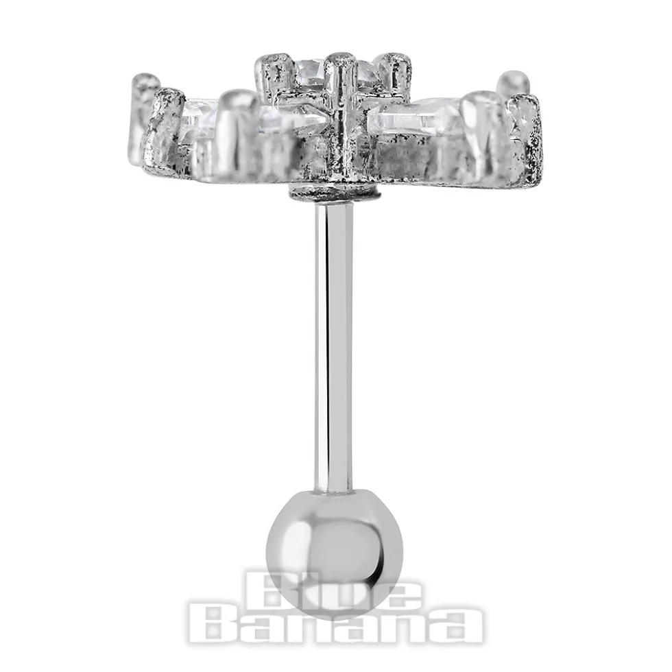 Blue Banana Surgical Steel 1.0mm Bow Tragus Stud (Silver)